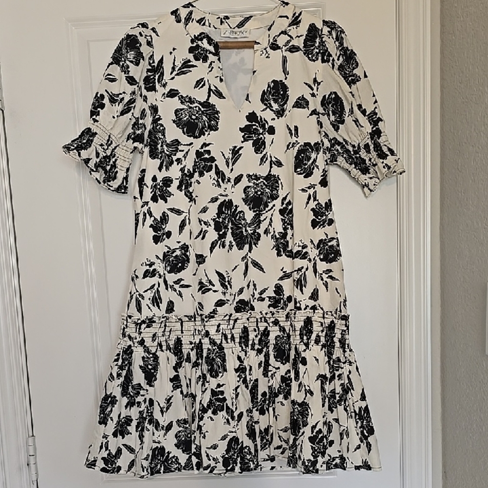 Floral Black and White Dress